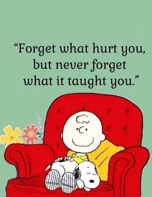 “Forget what hurt you, but never forget what it taught you.”