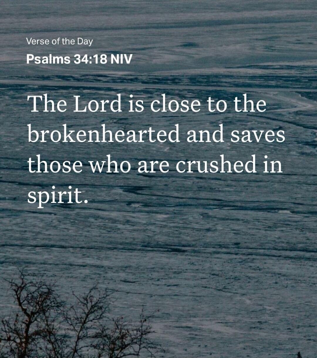 The Lord is close to the brokenhearted and saves those who are crushed in spirit.