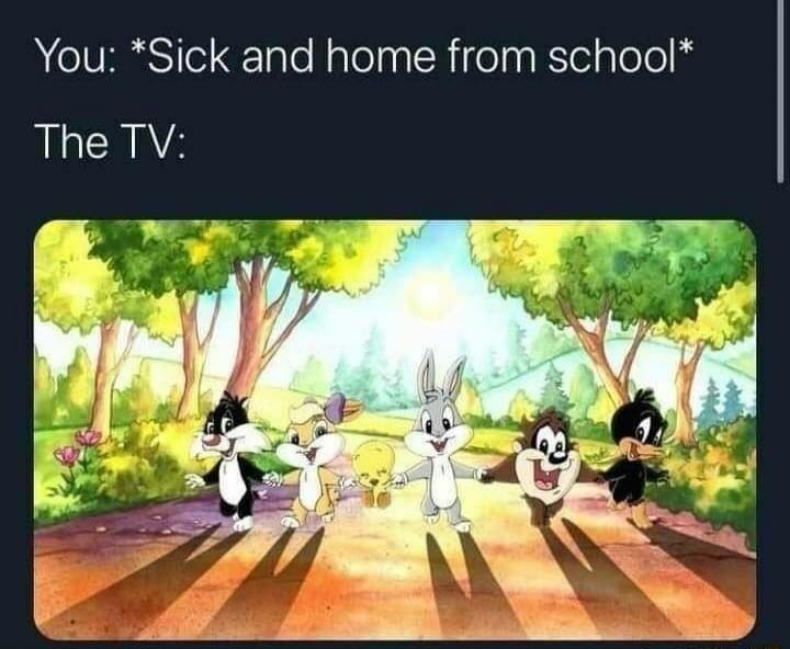 You: *Sick and home from school* The TV: