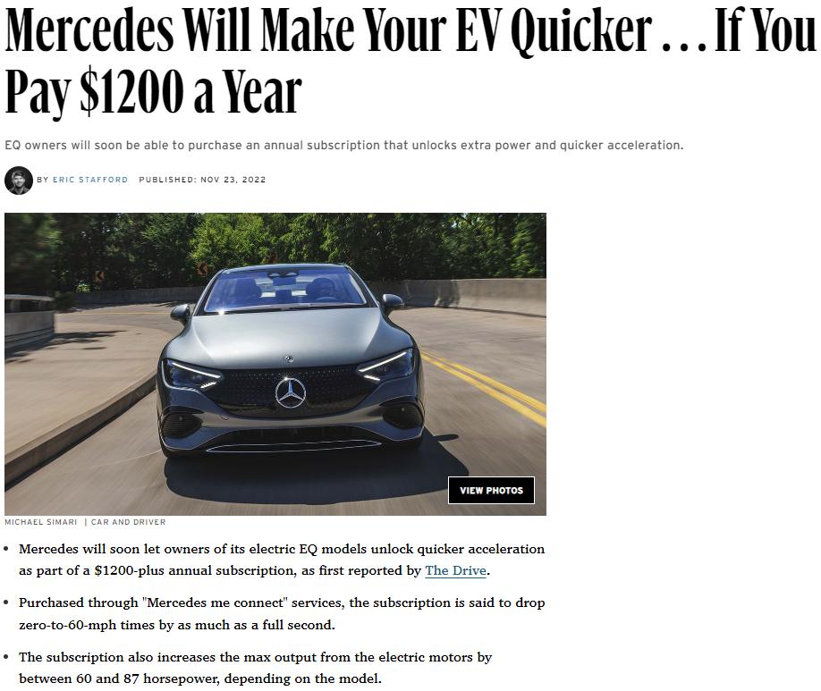Mercedes Will Make Your EV Quicker If You Pay 1200 a Year
