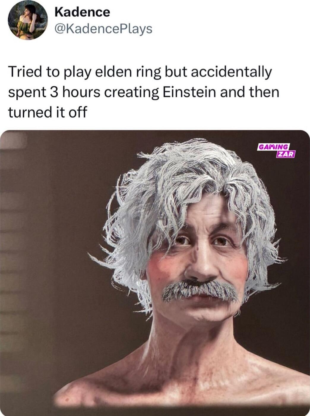 Tried to play elden ring but accidentally spent 3 hours creating Einstein and then turned it off