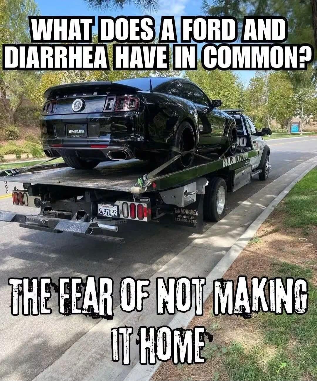 WHAT DOES A FORD AND DIARRHEA HAVE IN COMMON? THE FEAR OF NOT MAKING IT HOME
