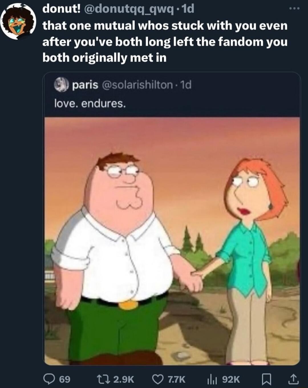 that one mutual whos stuck with you even after youve both long left the fandom you both originally met in paris love endures C donut donutqg_qwg 1d solarishilton 1d oF1 29k Q7K lhoxk