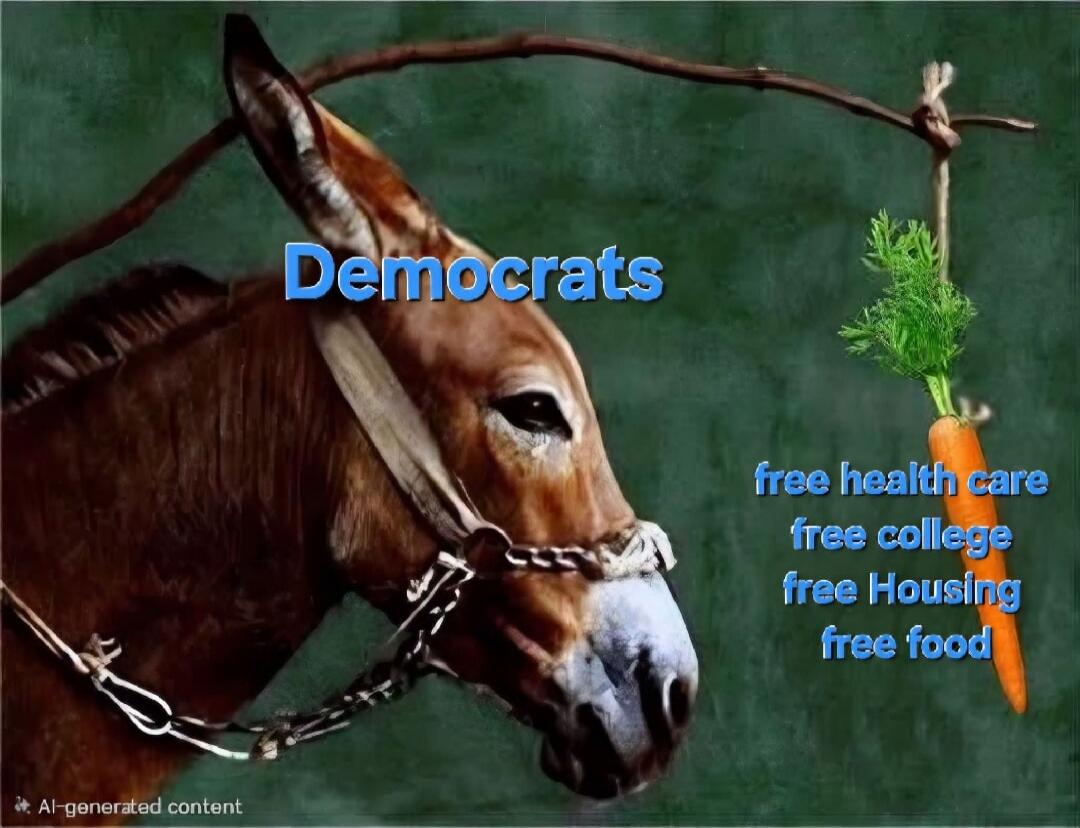 Democrats free health care free college free Housing free food AI-generated content
