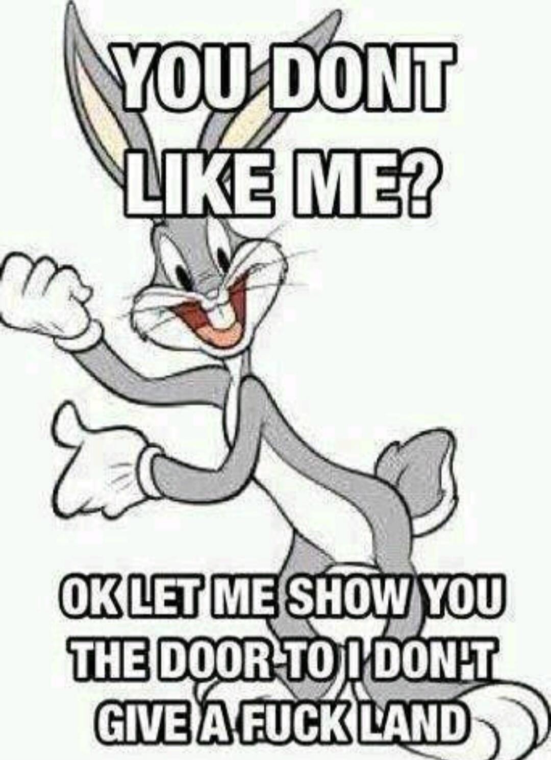 YOU DONT LIKE ME? OK LET ME SHOW YOU THE DOOR TO I DONT GIVE A FUCK LAND