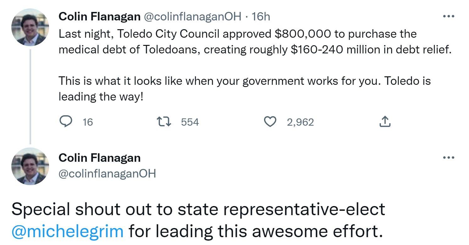 This is what t ooks ike when your government works for you Toledo s Ieading the way O 0 sse 298 Colin Flanagan Special shout out to state representative elect michelegrim for leading this awesome effort