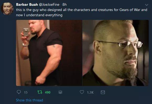 Barbar Buah loeloeFine 8h v this s the guy who designed all the characters and creatures for Gears of War and now understand everything 15 QW 2 Shows this thread