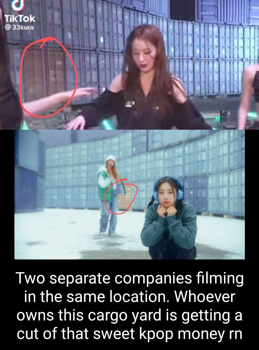 Two separate companies filming in the same location Whoever GIEYeE e RTE T REN S V cut of that sweet kpop money rn
