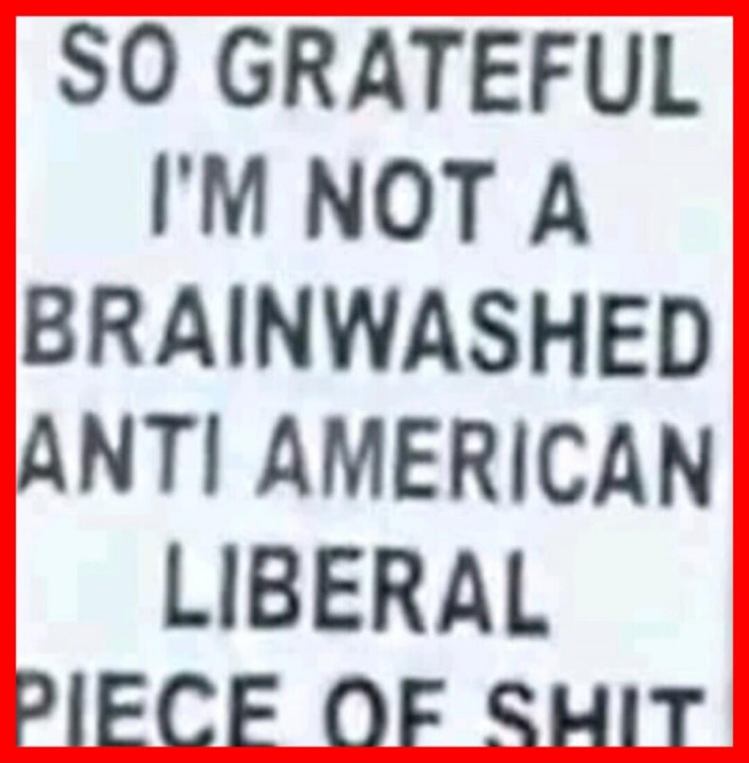 SO GRATEFUL I'M NOT A BRAINWASHED ANTI AMERICAN LIBERAL PIECE OF SHIT