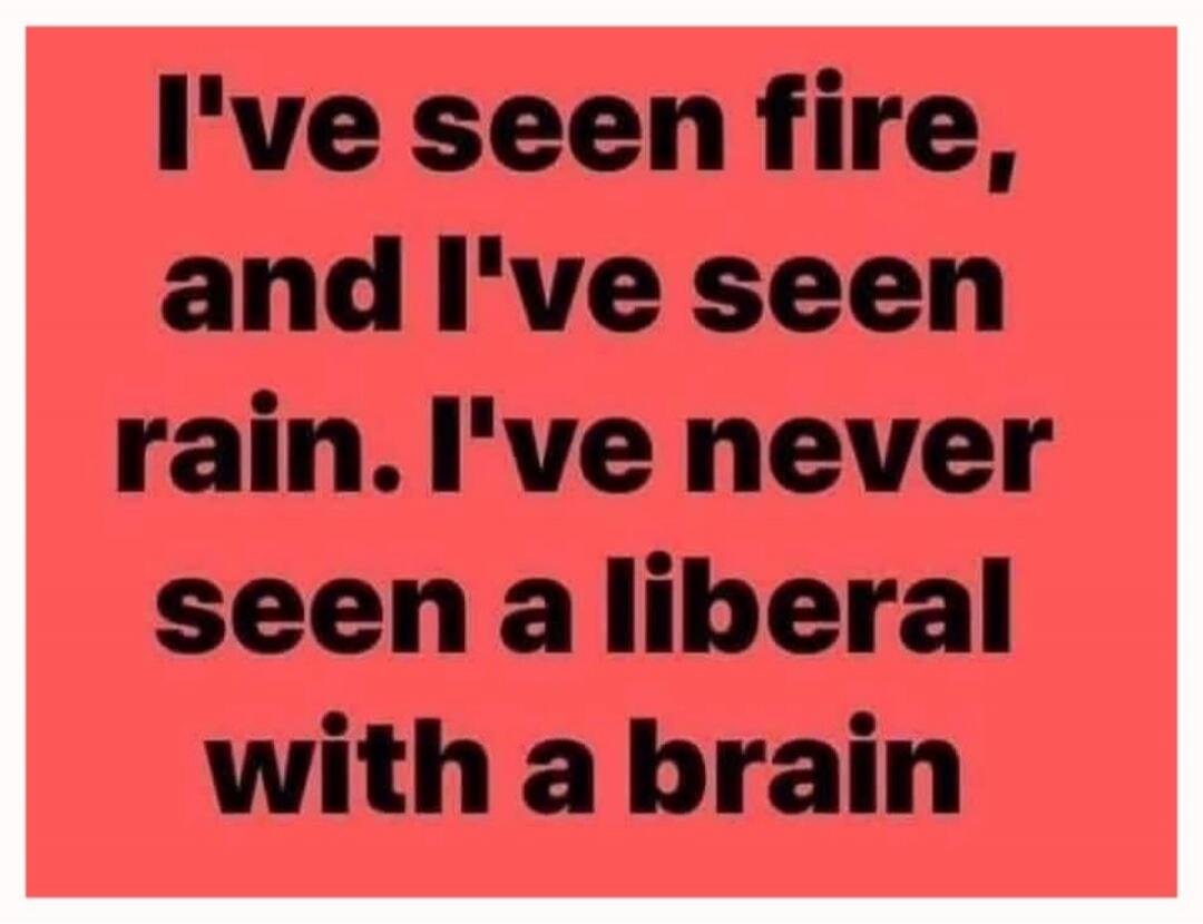 I've seen fire, and I've seen rain. I've never seen a liberal with a brain