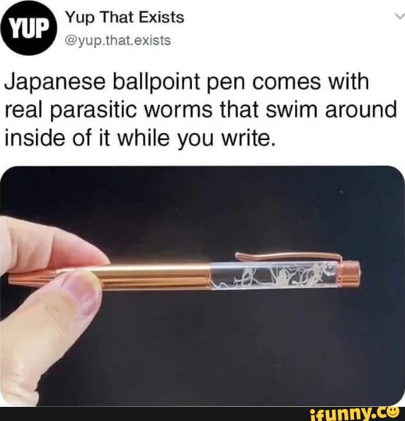 Japanese ballpoint pen comes with real parasitic worms that swim around inside of it while you write