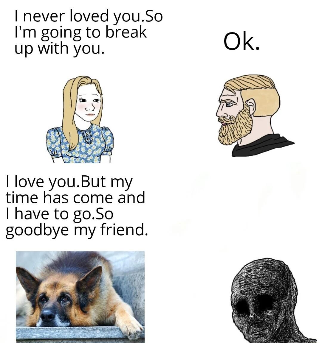 never loved youSo Im going to break up with you love youBut my time has come and have to goSo goodbye my friend