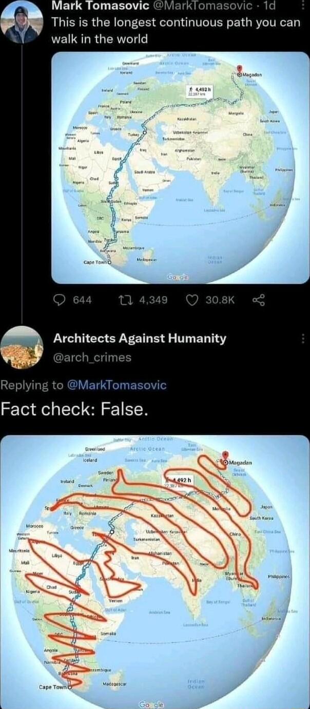 This is the longest continuous path you can walk in the world ng to MarkTomasovi Fact check False