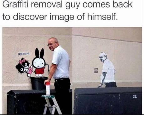 Graffiti removal guy comes back to discover image of himself
