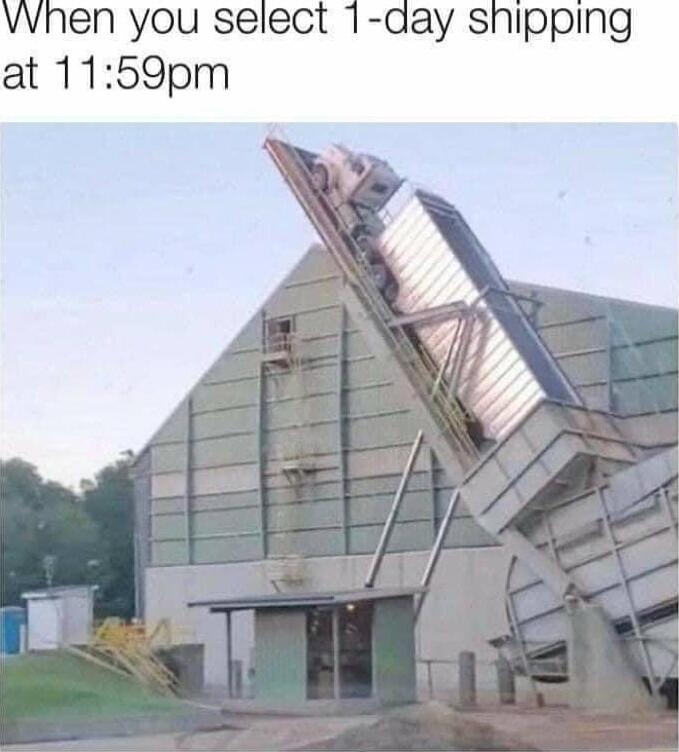 VWhen you select 1 aay shipping at 1159pm