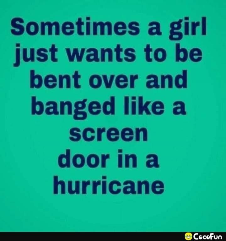 Sometimes a girl just wants to be bent over and banged like a screen door in a hurricane