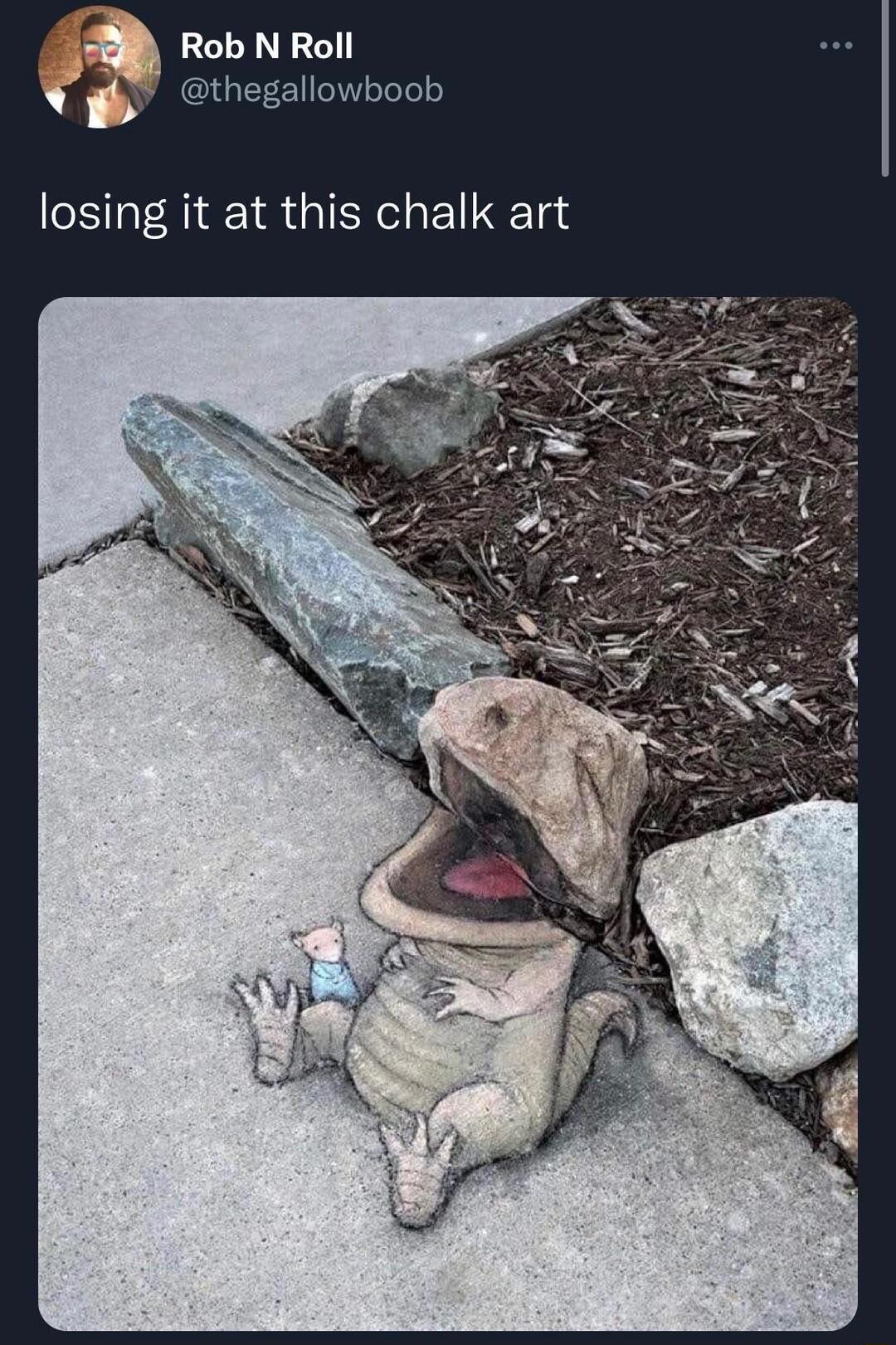 Q Rob N Roll losing it at this chalk art