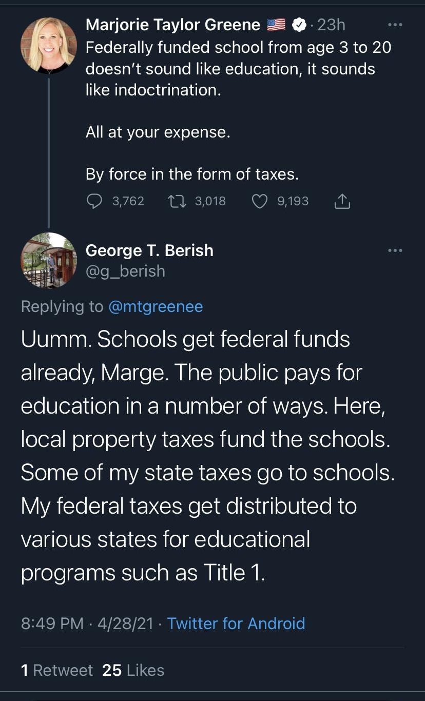 VETSTI AR Tl Y U Riey S ST WA VgTo Yo Yol aleTe Rigelaa T SRER oA 0 y doesnt sound like education it sounds CRlglelela Gl EYieoN All at your expense YA I e R R ean NI M ENCER 3762011 3018 DG 193N George T Berish Hlx Sl il g_beris Replying to mtgreenee Uumm Schools get federal funds ElETo WV eS NalN oVl o l e VisH og education in a number of ways Here olezNeloolIWYAENCIR U glo RialK el lele Some of