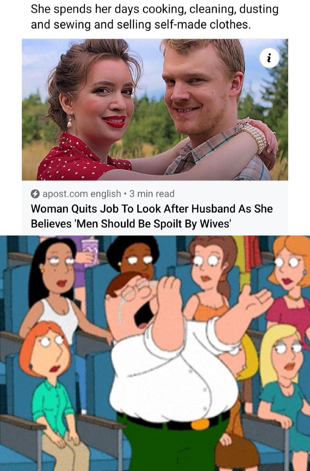 She spends her days cooking cleaning dusting and sewing and selling self made clothes apostcom english 3 min read Woman Quits Job To Look After Husband As She Believes Men Should Be Spoilt By Wives