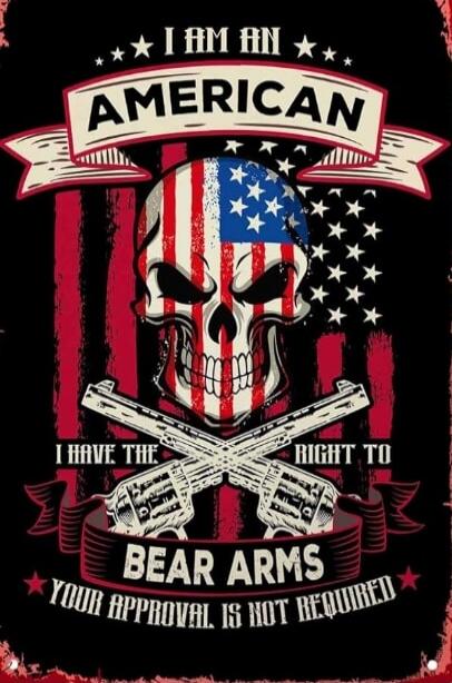 I AM AN AMERICAN I HAVE THE RIGHT TO BEAR ARMS YOUR APPROVAL IS NOT REQUIRED