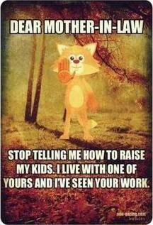 8 7Y DEARMOTHER IN LAW iy STOP TELLING ME HOW TO RAISE MY KIDSI LIVEWITH ONE OF YOURS AND IUE SEII YOURWORK