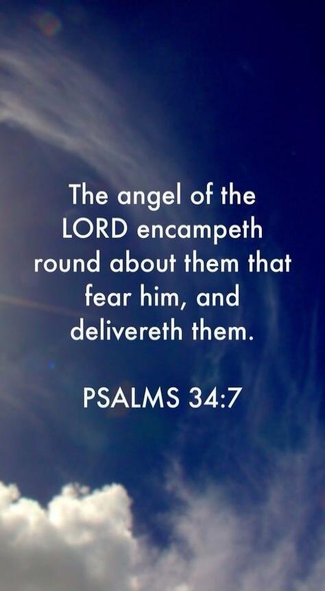 The angel of the LORD encampeth round about them that fear him, and delivereth them. PSALMS 34:7