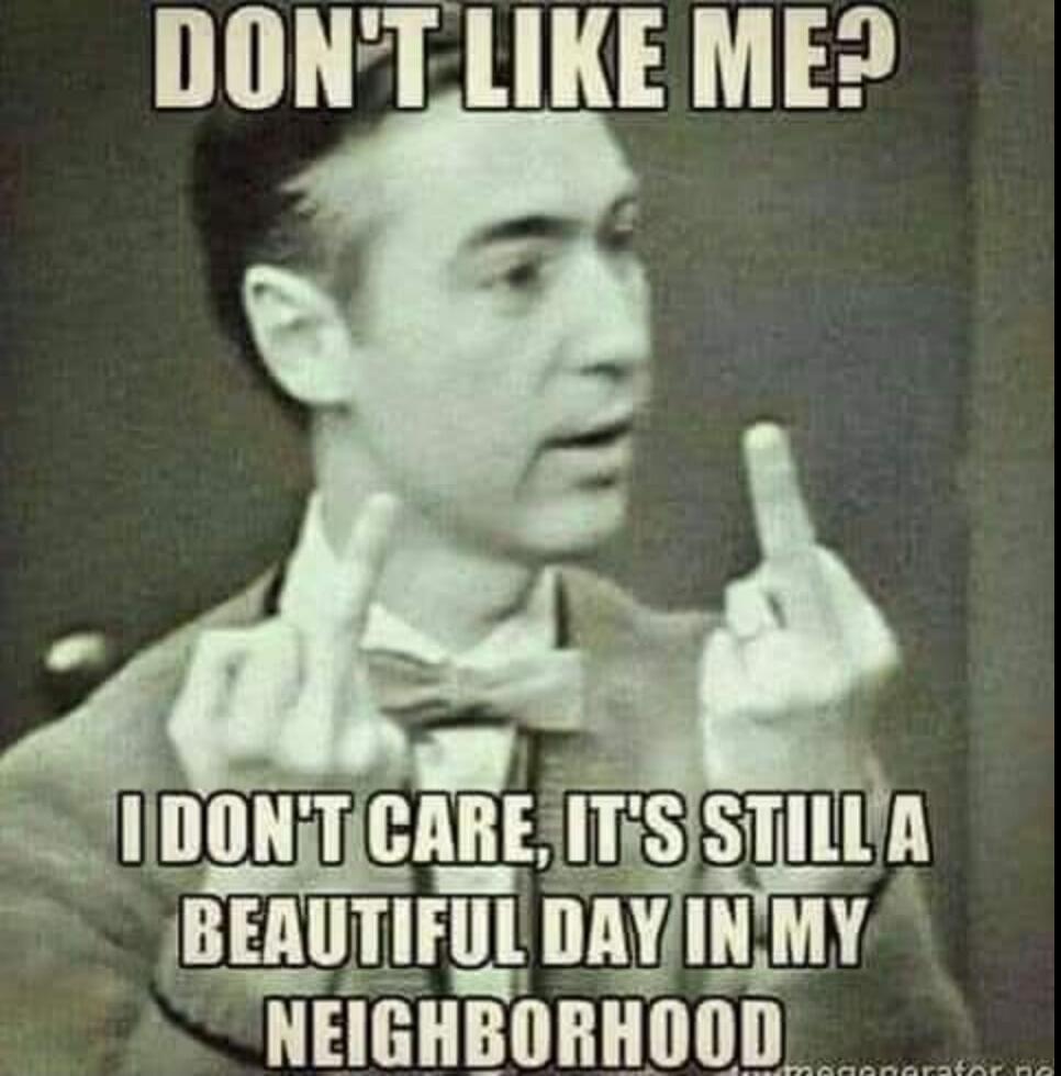 DON'T LIKE ME? I DON'T CARE, IT'S STILL A BEAUTIFUL DAY IN MY NEIGHBORHOOD
