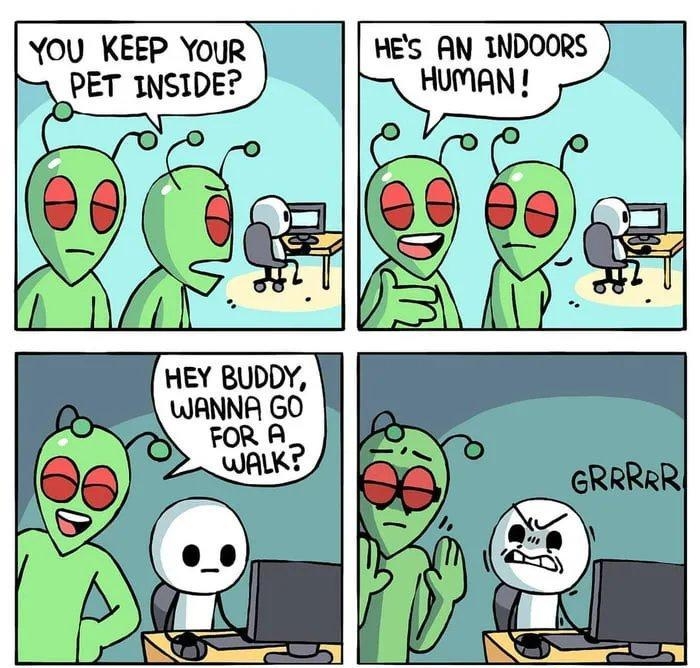 HES AN INDOORS HUMAN You KEEP YOuR PET INSIDE HEY BUDDY WANNA GO FOR A WALKY RAPH_comIc SHENANTGANSEN