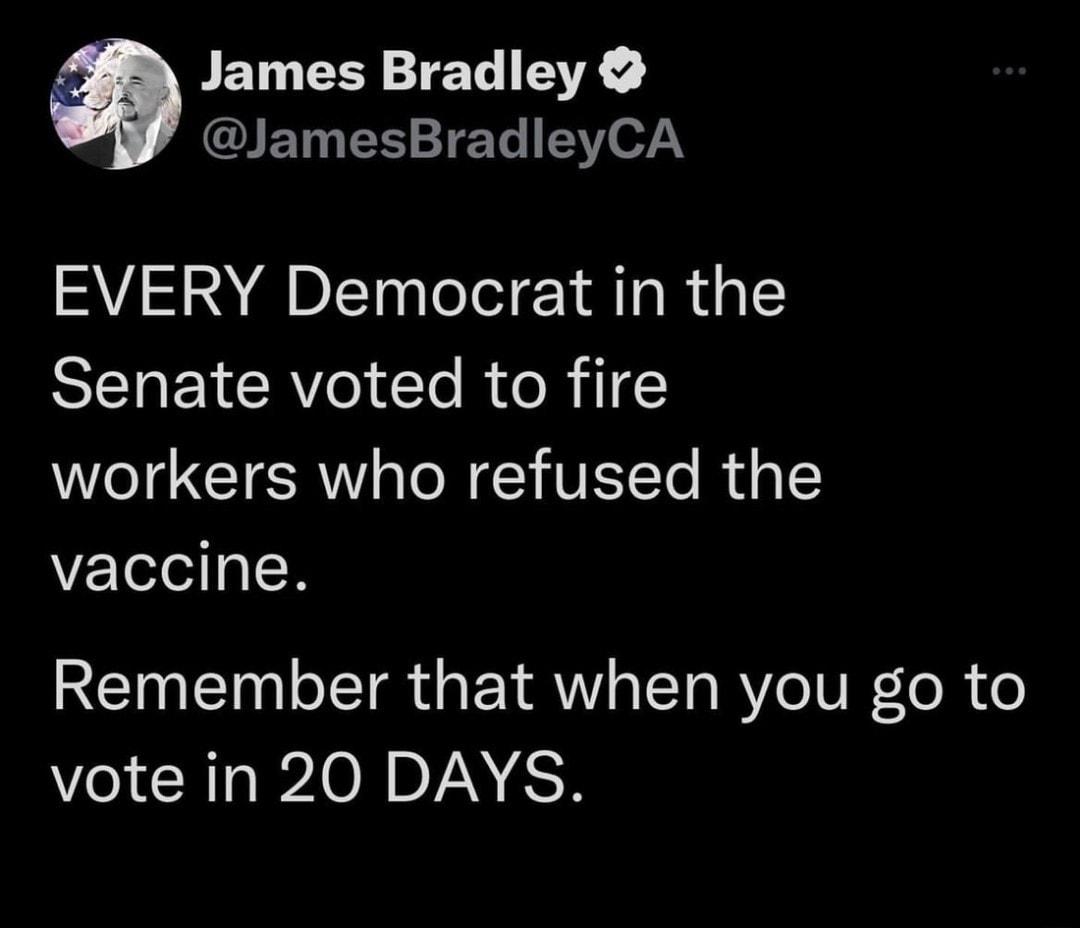 JETTEY TN QIETYEETEL Vo7 EVERY Democrat in the SENETERVTo R e R i1 workers who refused the vaccine I TR YR TTo RV oI o R o LI R PAON BN EN