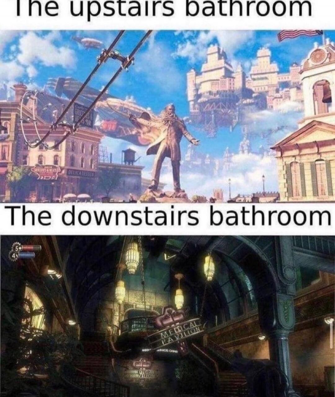 The upstairs bathroom
The downstairs bathroom