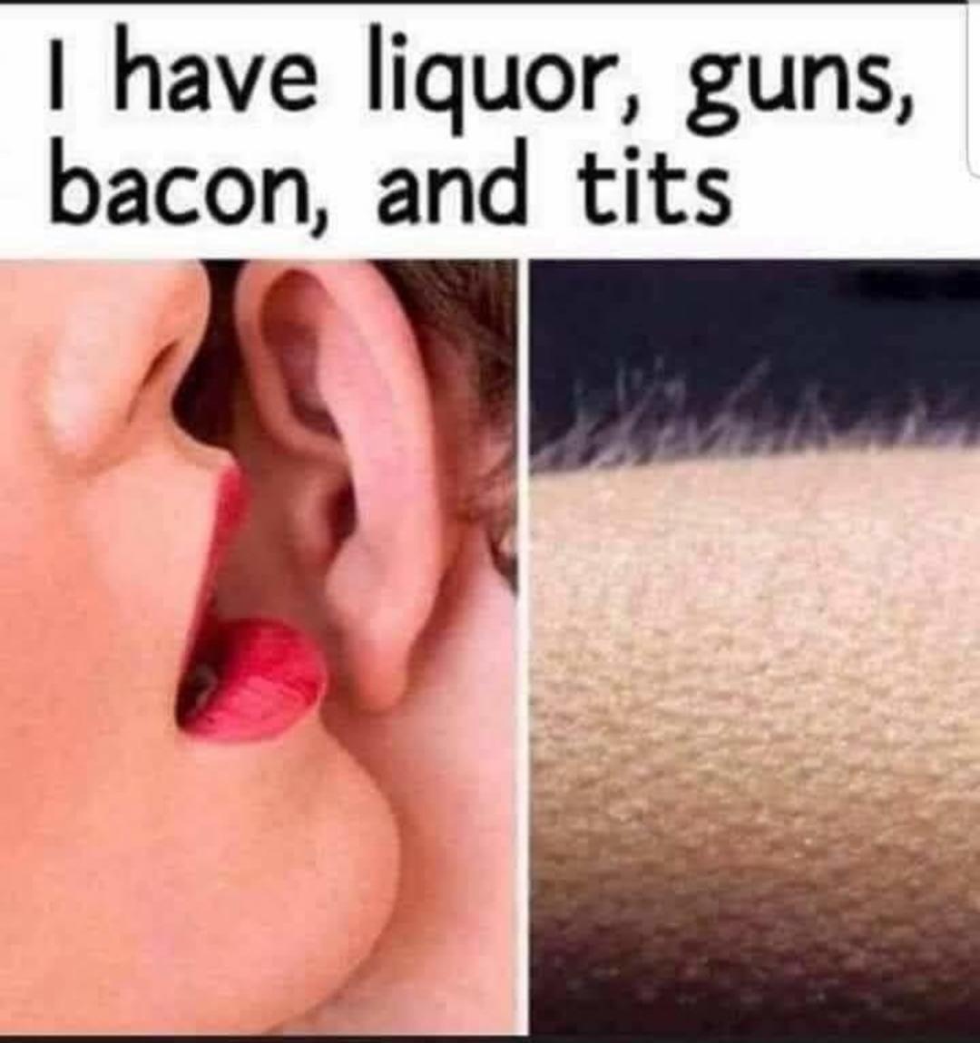 have liquor guns bacon and tits