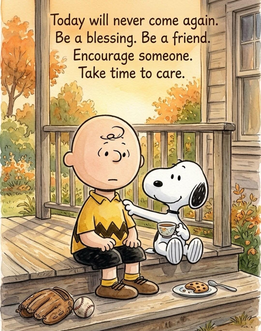 Today will never come again. Be a blessing. Be a friend. Encourage someone. Take time to care.