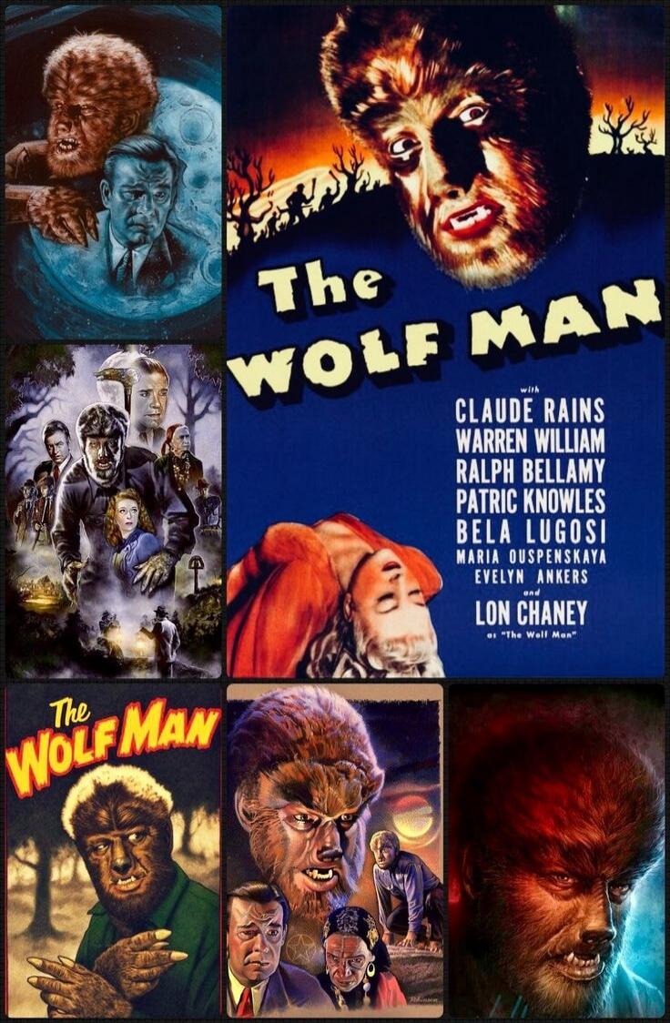 The Wolf Man with Claude Rains Warren William Ralph Bellamy Patric Knowles Bela Lugosi Maria Ouspenskaya Evelyn Ankers and Lon Chaney as 'The Wolf Man'