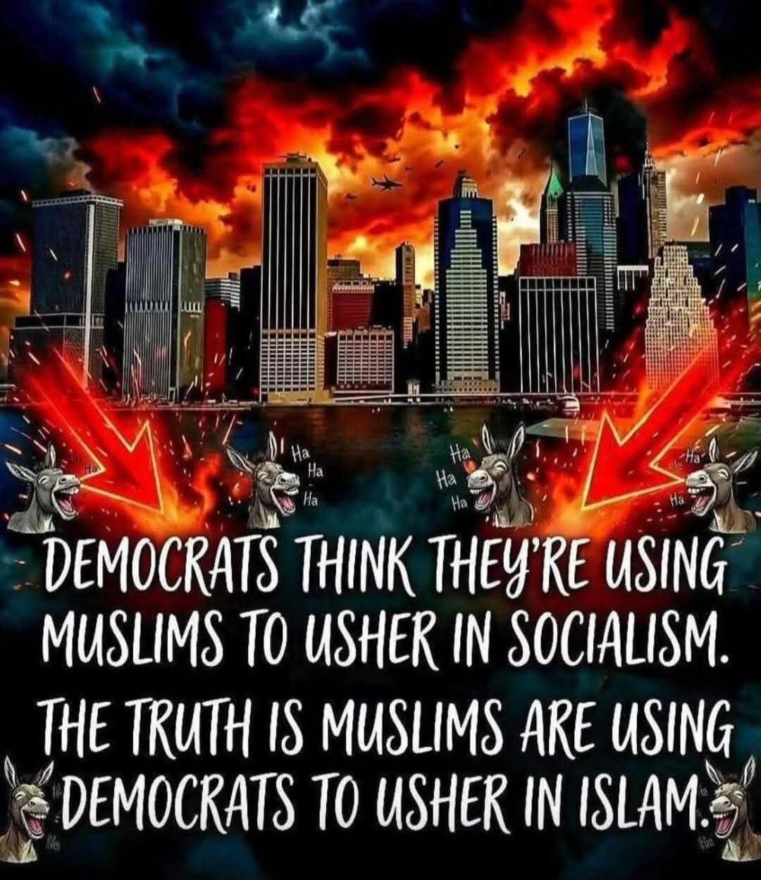 Democrats think they're using Muslims to usher in socialism. The truth is Muslims are using Democrats to usher in Islam. Ha Ha.