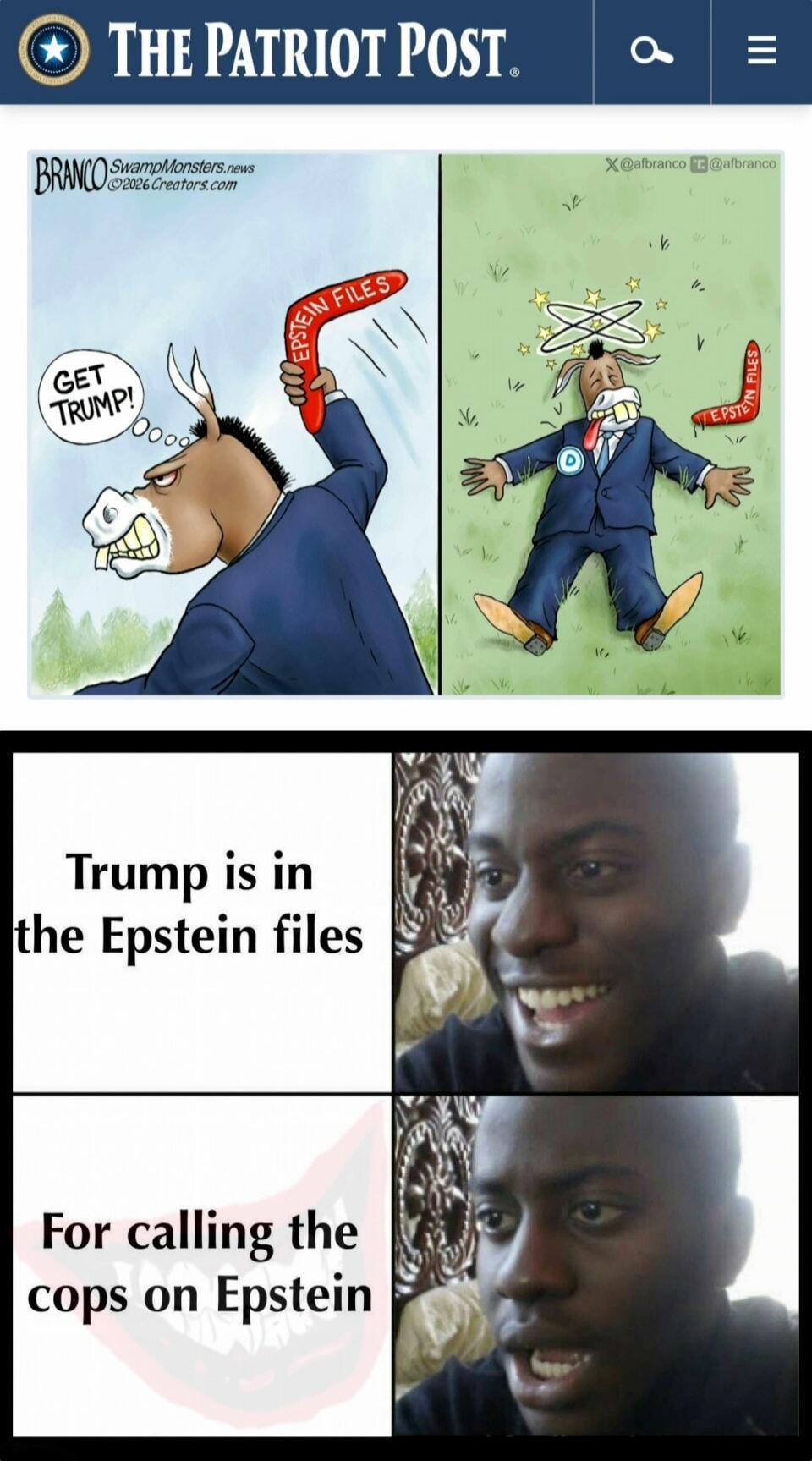 Get TRUMP! (speech bubble) Epstein files
Trump is in the Epstein files
For calling the cops on Epstein