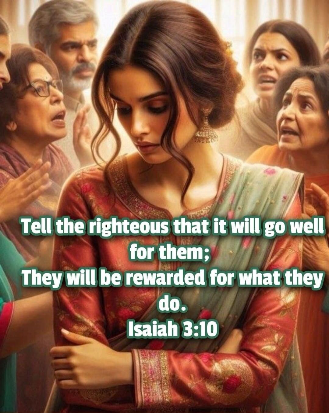 Tell the righteous that it will go well for them; They will be rewarded for what they do. Isaiah 3:10