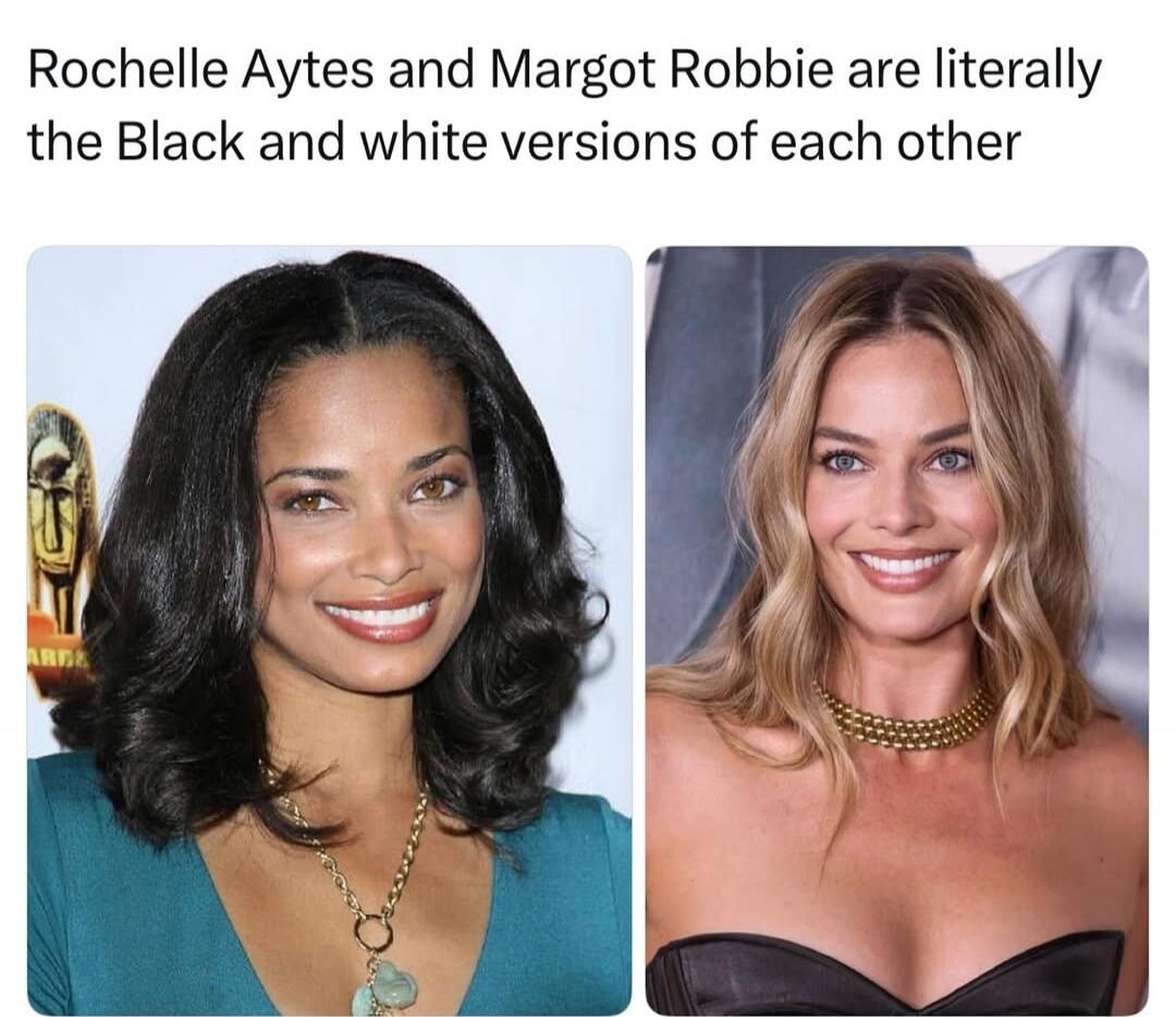 Rochelle Aytes and Margot Robbie are literally the Black and white versions of each other