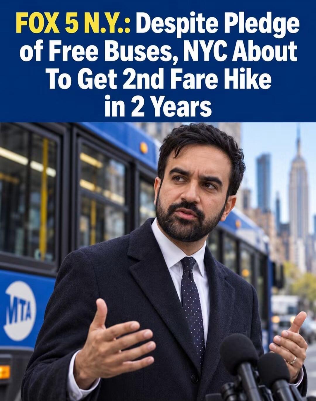 FOX 5 N.Y.: Despite Pledge of Free Buses, NYC About To Get 2nd Fare Hike in 2 Years. MTA.