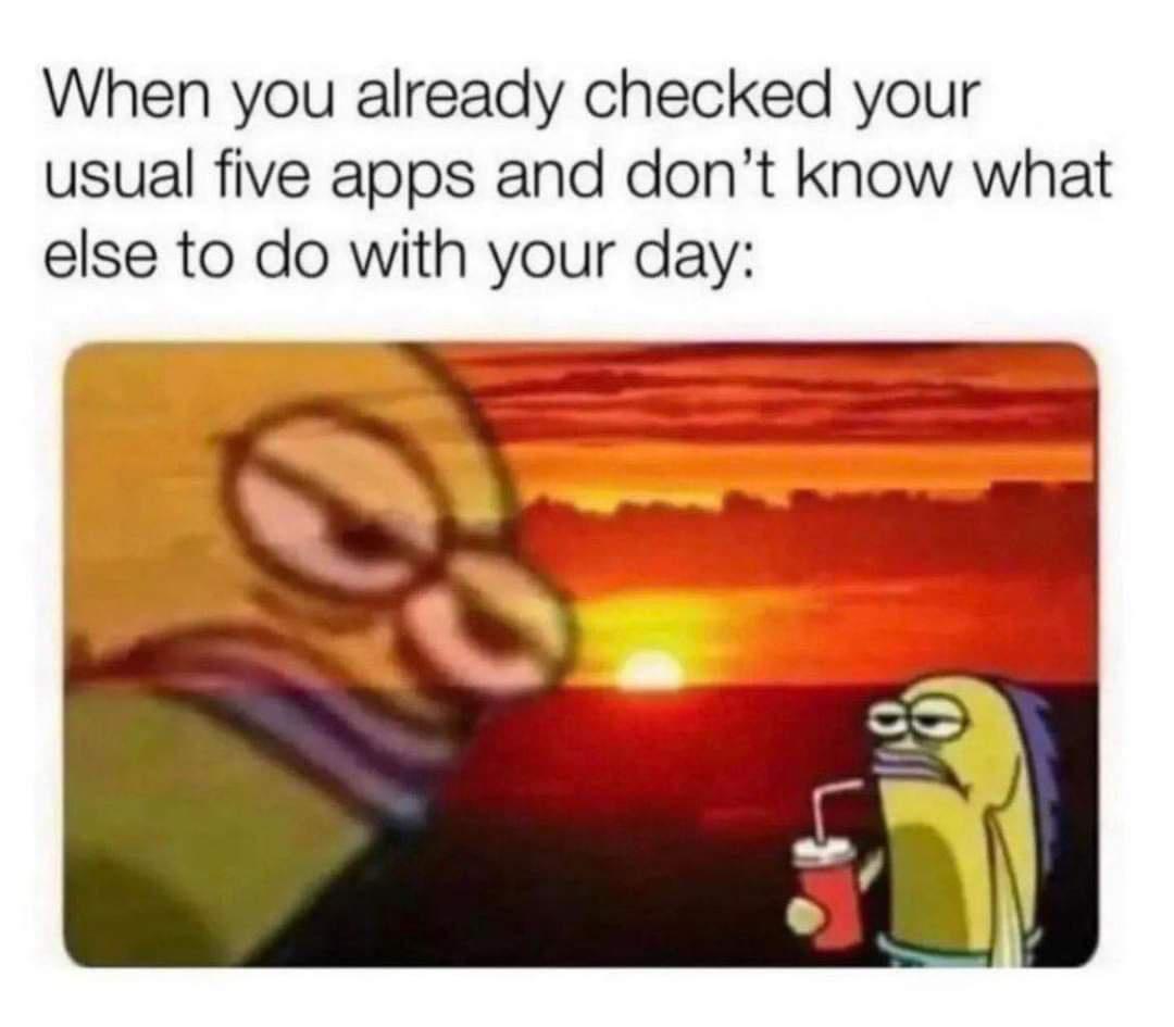 When you already checked your usual five apps and dont know what else to do with your day