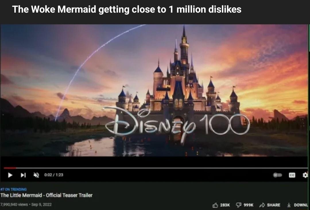 The Woke Mermaid getting close to 1 million dislikes D ad RN Aot i o