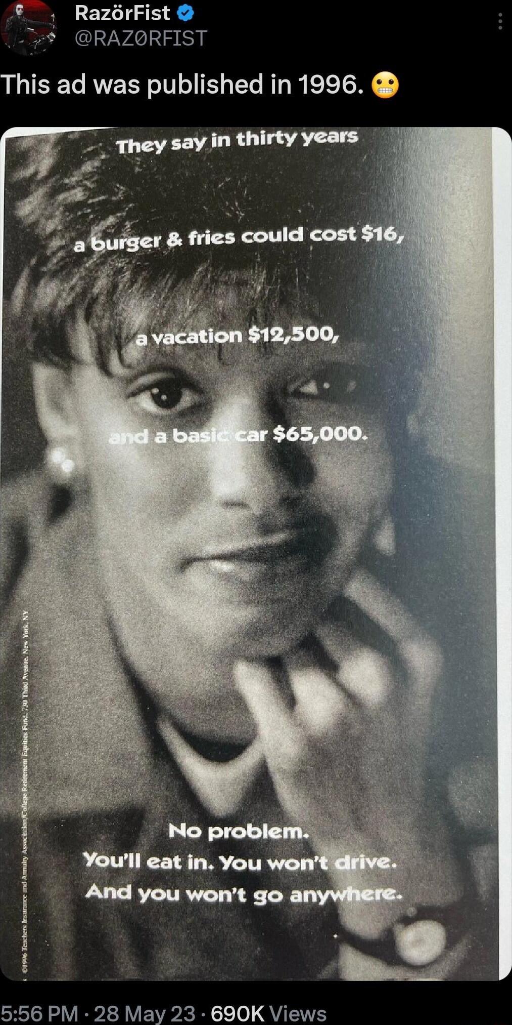 RazorFist RAZORFIST This ad was published in 1996 They say in thirty years Youll eat in You i And you wont go i t 556 PM 28 May 23 690K Views