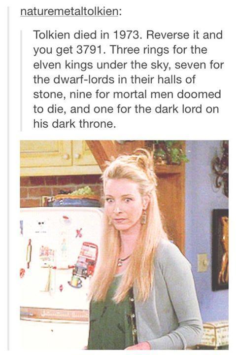 naturemetaltolkien Tolkien died in 1973 Reverse it and you get 3791 Three rings for the elven kings under the sky seven for the dwarf lords in their halls of stone nine for mortal men doomed to die and one for the dark lord on his dark throne