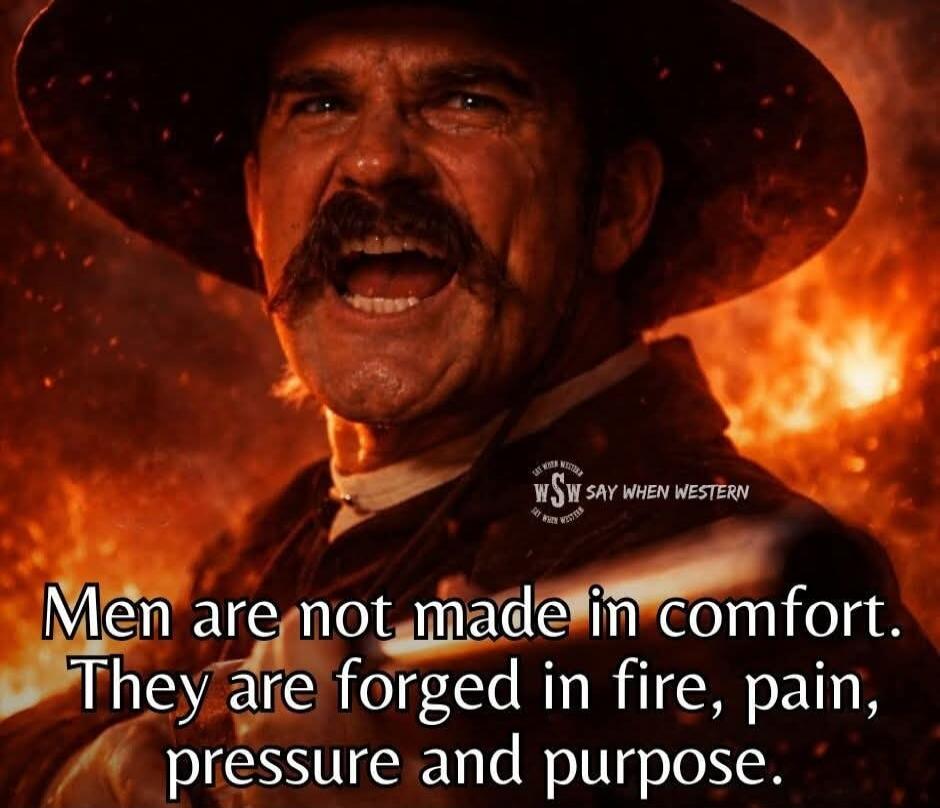 Men are not made in comfort. They are forged in fire, pain, pressure and purpose. WSW SAY WHEN WESTERN