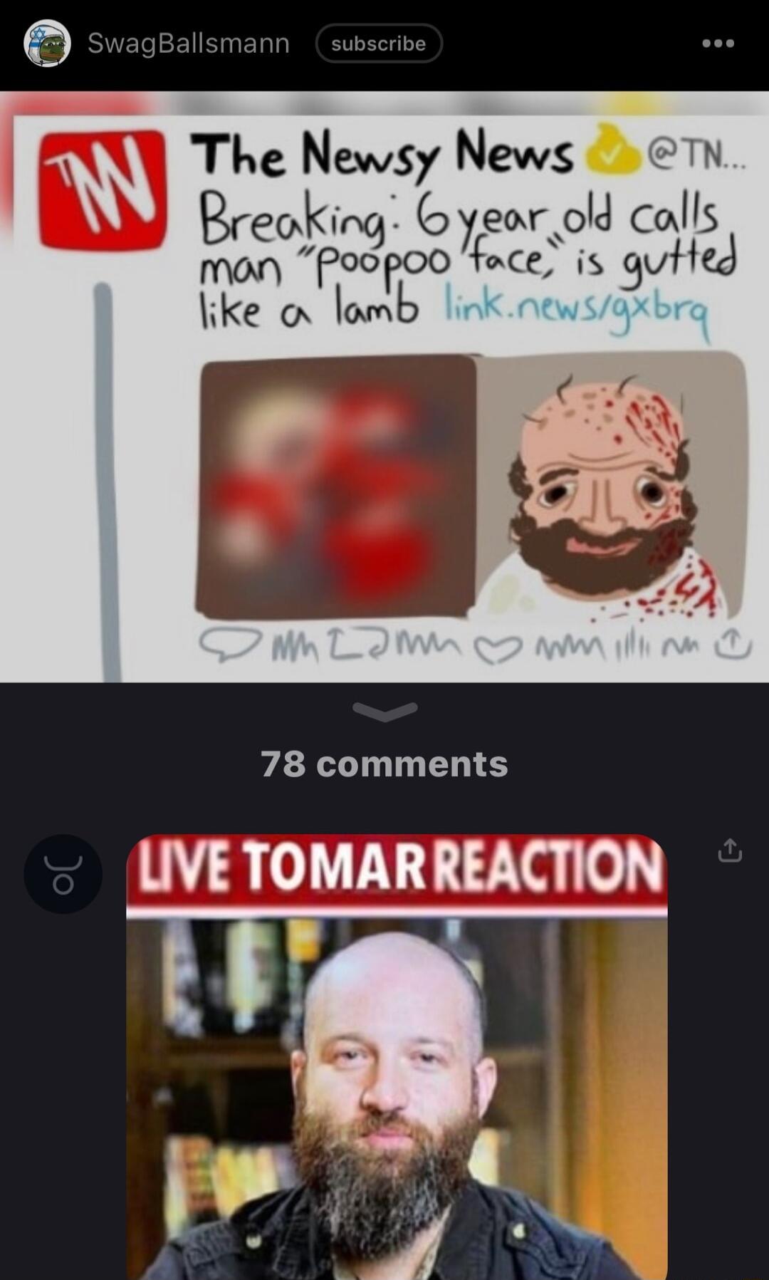 0 agBallsmanr w The Ne_ws News 1 Breokw 7 ear old CQS Foooo foce is _JV e ke o lomb e R 78 comments LIVE TOMARREACTION