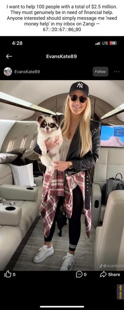 I want to help 100 people with a total of $2.5 million. They must genuinely be in need of financial help. Anyone interested should simply message me 'need money help' in my inbox on Zangi – 67:::20:::67:::86:::80. EvansKate89.