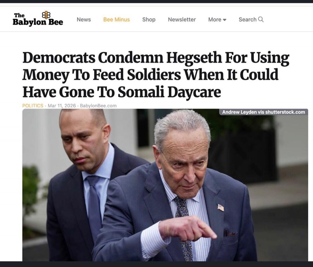 Democrats Condemn Hegseth For Using Money To Feed Soldiers When It Could Have Gone To Somali Daycare