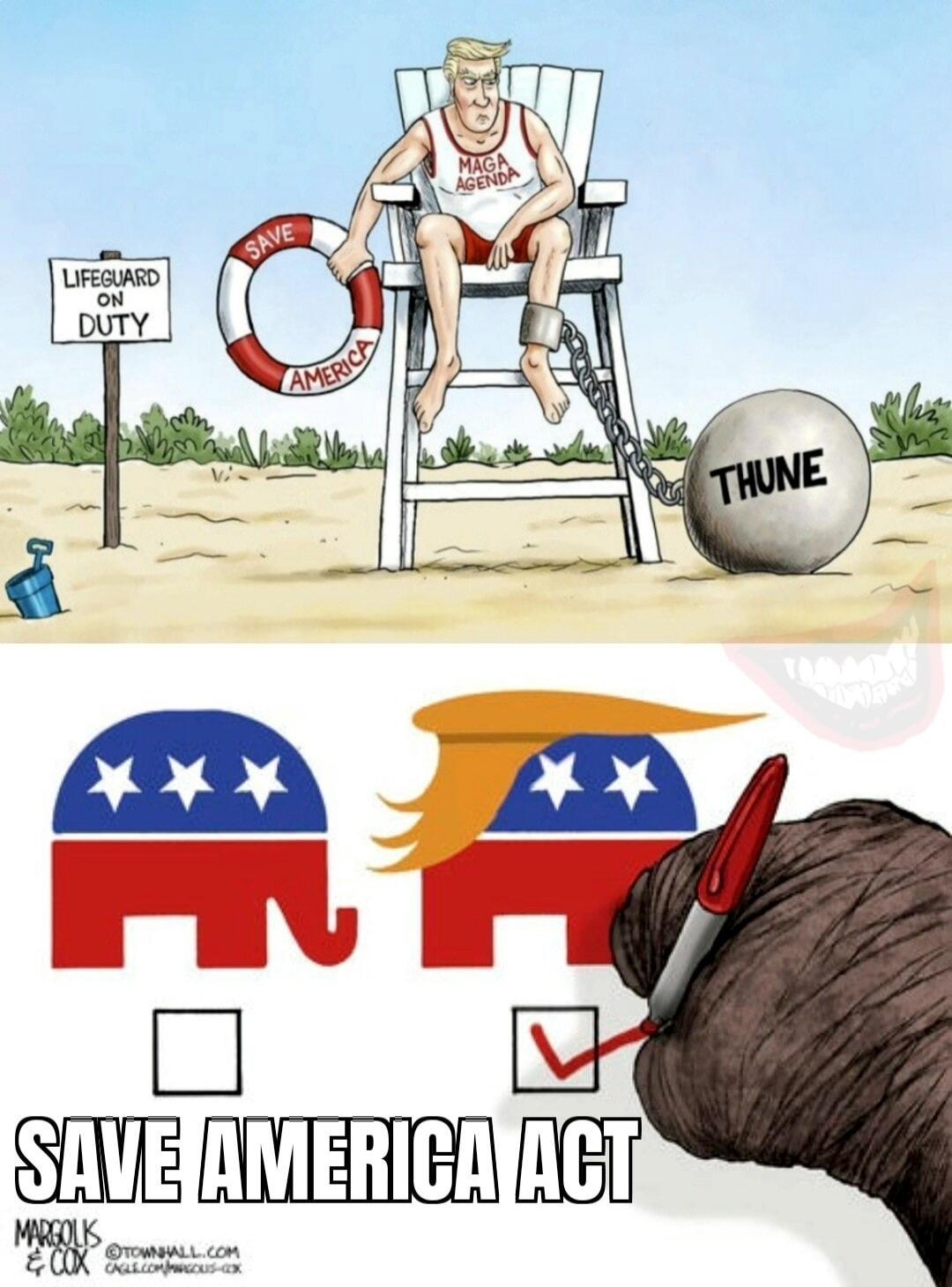 LIFGUARD ON DUTY SAVE AMERICA MAGA AGENDA THUNE SAVE AMERICA ACT MARGOLIS & COX @TOWNHALL.COM CAGLE.COM/MARGOLIS-COX