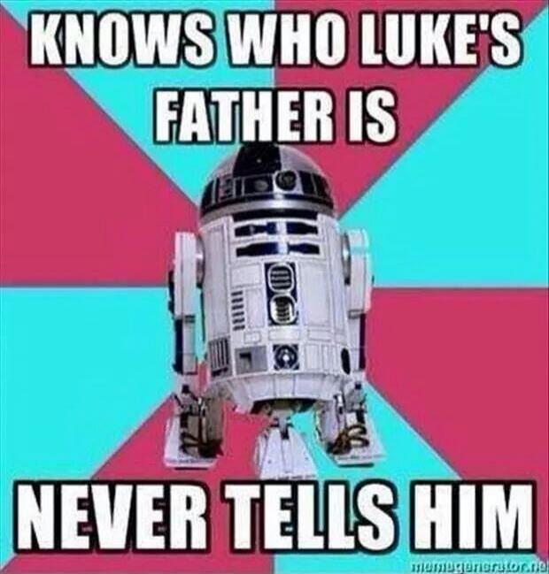 KNOWS WHO LUKE'S FATHER IS NEVER TELLS HIM