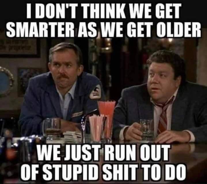 DONT THINK WE GET SMARTER ASWE GET OLDER WEJUST RIIN ouT OF STUPID SHITTODO