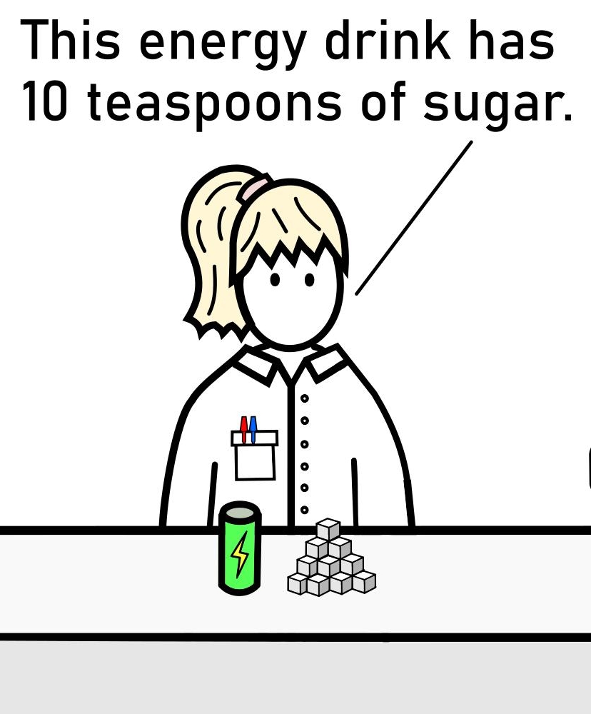 This energy drink has 10 teaspoons of sugar